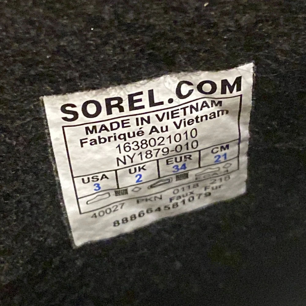 ๐ EUC! ๐ SOREL Joan of Artic Black Waterproof Boot, Youth Little Kid Size 3 - Picture 5 of 6